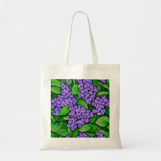 Vet Lila Bloemen Canvas Tas (Voorkant)