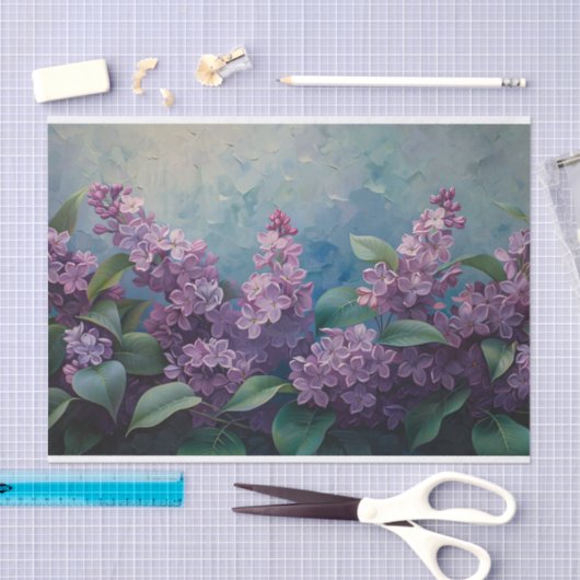 Vet Lila Bloemen Olieverfschilderij Decoupage Tissuepapier (Craft)