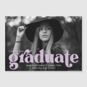 Vet Lila Typografie Foto Afstuderen Magnetische Uitnodiging (Voorkant)