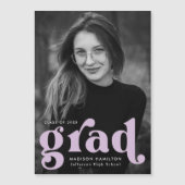 Vet Lila Typografie Foto Afstuderen Magnetische Uitnodiging (Voorkant)