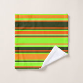 Vet Limoen, Sinaasappel, & Tangerine Gestreepte ha Bad Handdoek (Wasdoekje)