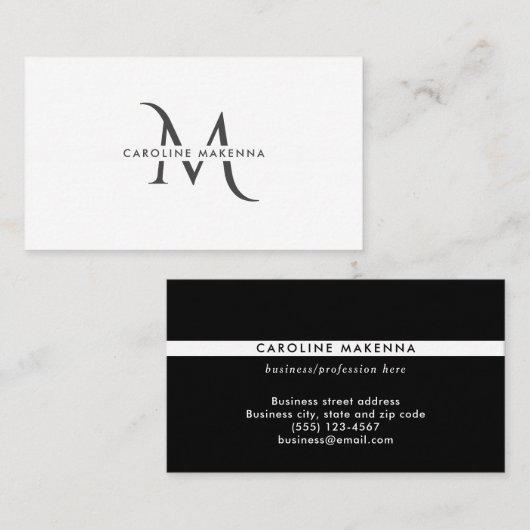 Vet, maar minimaal zwart Monogram - Witte Professi Visitekaartje (Voorkant / Achterkant)