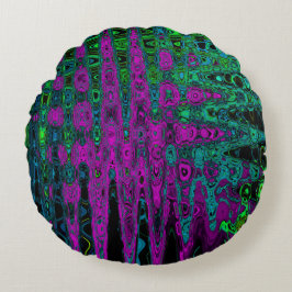 Vet magenta abstract groovy atoomgolven rond kussen