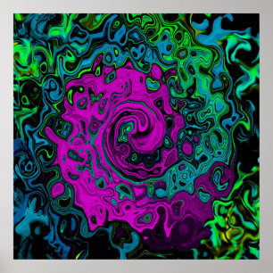 Vet magenta abstract groovy vloeibare kunst wervel poster