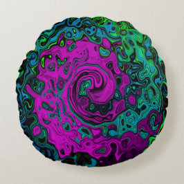 Vet magenta abstract groovy vloeibare kunst wervel rond kussen