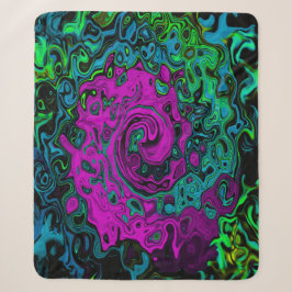 Vet magenta abstract groovy vloeibare kunst wervel sherpa deken