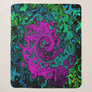 Vet magenta abstract groovy vloeibare kunst wervel sherpa deken