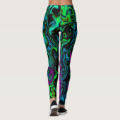 Vet magenta Abstracte roovy Vloeibare kunstwervelk Leggings (Achterkant)