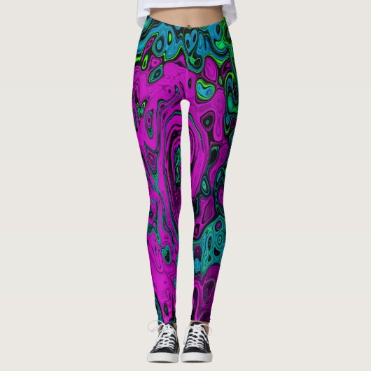 Vet magenta Abstracte roovy Vloeibare kunstwervelk Leggings (Voorkant)