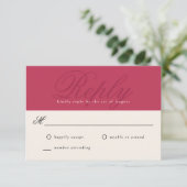 Vet Magenta Modern Elegant Minimaal Monogram RSVP (Staand voorkant)