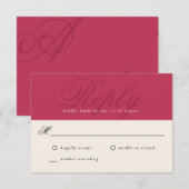 Vet Magenta Modern Elegant Minimaal Monogram RSVP (Voorkant / Achterkant)