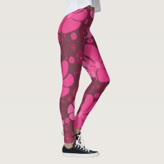 Vet magenta roze bloempatroon leggings