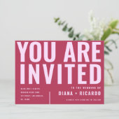 Vet Magenta voor Typografie | Roze in één bruiloft Kaart (Staand voorkant)