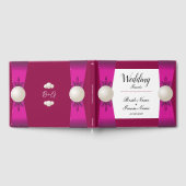 Vet Magenta & Wijn Parel Lint Bruiloft Gastenboek (Volledig)