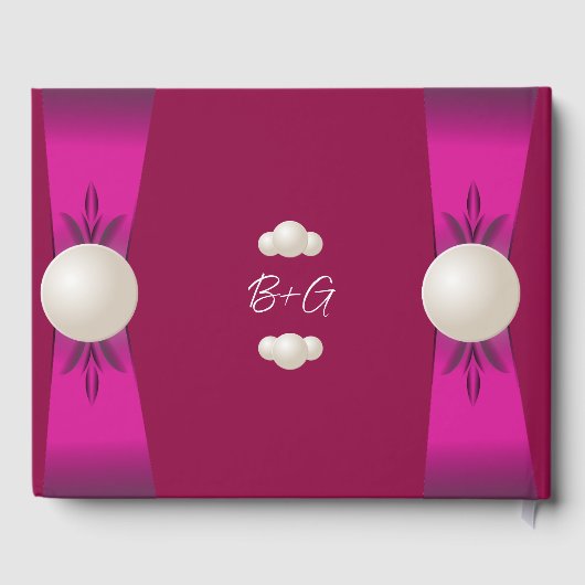 Vet Magenta & Wijn Parel Lint Bruiloft Gastenboek (Achterkant)