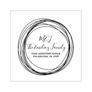 Vet Manuscript de Familie Monogramed Naam Adres Rubberstempel