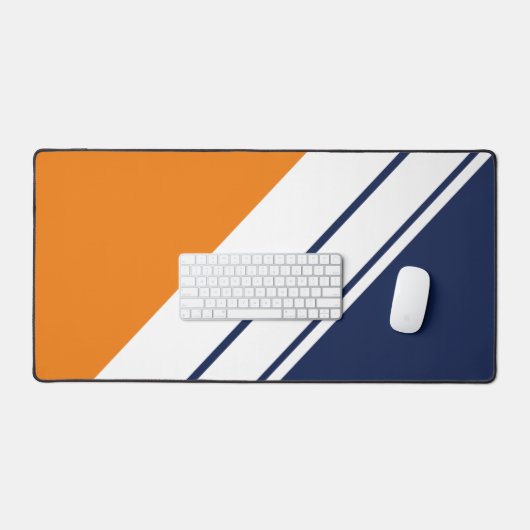 Vet marineblauw fel Sinaasappel wit racestrepen Bureaumat (Keyboard & Muis)