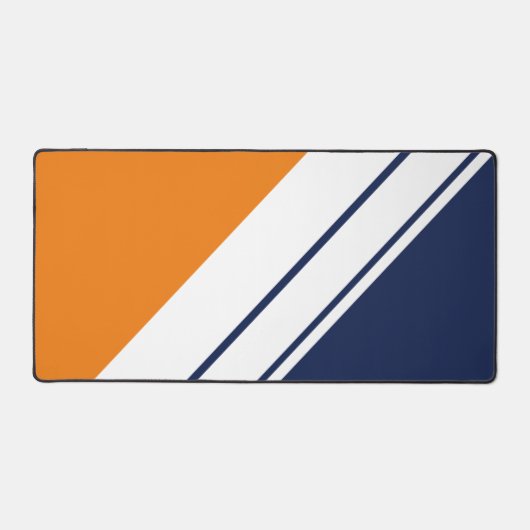 Vet marineblauw fel Sinaasappel wit racestrepen Bureaumat (Voorkant)