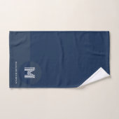 Vet marineblauw geometrisch modern monogram bad handdoek (Handdoek)