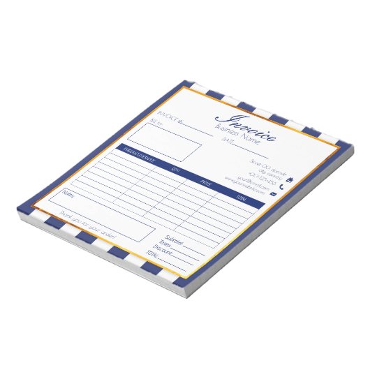 Vet Marineblauw Goud Easy Small Business Factuur Notitieblok (Linkerzijde)