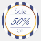 Vet marineblauw gouden winkel promotie verkoop sti ronde sticker (Voorkant)