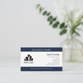 Vet marineblauw wit uw Logo eenzijdig Visitekaartje (Staand voorkant)