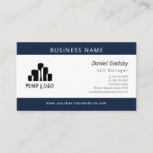 Vet marineblauw wit uw Logo eenzijdig Visitekaartje (Voorkant)