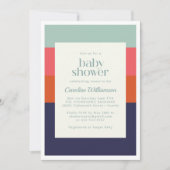 Vet marinesblauw en rood Stripes Baby shower Kaart (Voorkant)