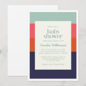 Vet marinesblauw en rood Stripes Baby shower Kaart (Voorkant / Achterkant)