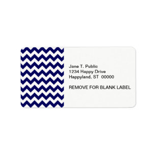 Vet marinesblauw en wit Chevron Zig-Zag Pattern Etiket