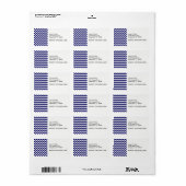 Vet marinesblauw en wit Chevron Zig-Zag Pattern Etiket (Full Sheet)