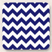 Vet marinesblauw en wit Chevron Zig-Zag Pattern Onderzetter (Voorkant)