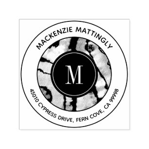 Vet Marmer Agaat Tie Dye Textuur Monogram Adres Zelfinktende Stempel