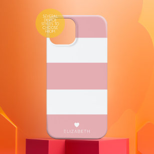 Vet Matig Blush Roze Striped Patroon met hart iPhone 15 Pro Case
