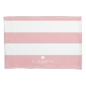 Vet Matig Blush Roze Striped Patroon met hart Kussensloop (Voorkant)