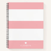 Vet Matig Blush Roze Striped Patroon met hart Notitieboek (Voorkant)