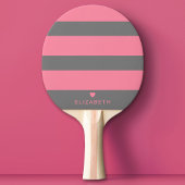 Vet Matig Blush Roze Striped Patroon met hart Tafeltennisbatje