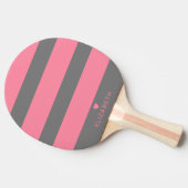 Vet Matig Blush Roze Striped Patroon met hart Tafeltennisbatje (Zijkant)