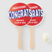 Vet Matig Rood Blauw Afstuderen Handwaaier (Voorkant en achterkant)