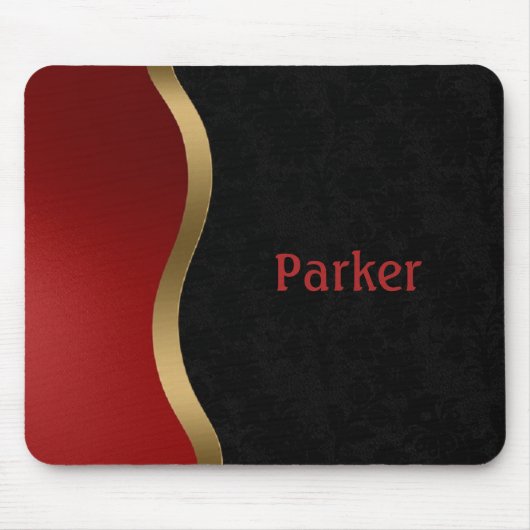 Vet Matig Zwart Rood en Goud Muismat (Voorkant)