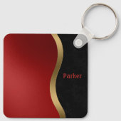 Vet Matig Zwart Rood en Goud Sleutelhanger (Achterkant)