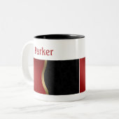 Vet Matig Zwart Rood en Goud Tweekleurige Koffiemok (Voorkant links)