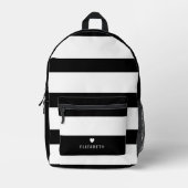 Vet Matig Zwart wit Striped Patroon met hart Bedrukte Rugzak (Voorkant)