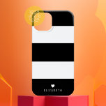 Vet Matig Zwart wit Striped Patroon met hart Case-Mate iPhone 14 Hoesje<br><div class="desc">Een minimaal ontwerp met enorme strepen en een plek om jouw naam toe te voegen. Een klein hart is vlak boven het monogram gebied ingesloten. Een gewaagd maar minimaal ontwerp met een optioneel gebied om tekst toe te voegen.</div>