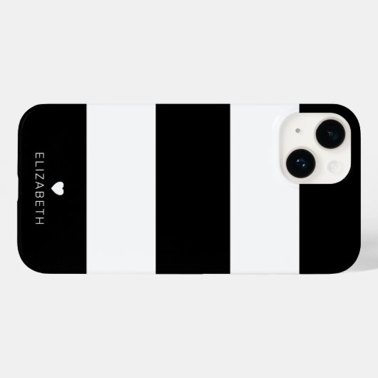 Vet Matig Zwart wit Striped Patroon met hart Case-Mate iPhone Case (Achterkant (horizontaal))