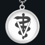 vet med caduceus zilver vergulden ketting<br><div class="desc">symbool voor de diergeneeskunde</div>