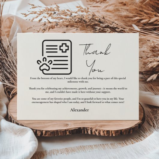 Vet Med Paw Syringe Graduation Party Bedankkaart