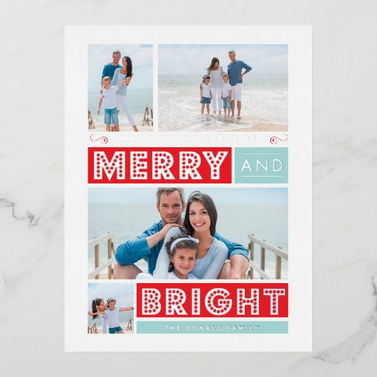 Vet Merry & Bright Holiday Silver Foil Briefkaart (Voorkant)