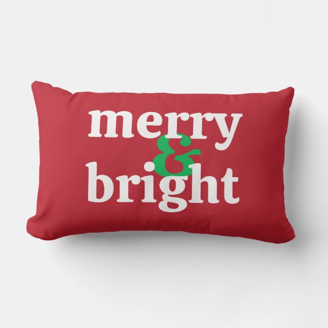 Vet "Merry & Bright" Kerst Lumbaal Kussen (Voorkant)