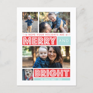 Vet Merry en Bright Feestdagenkaart